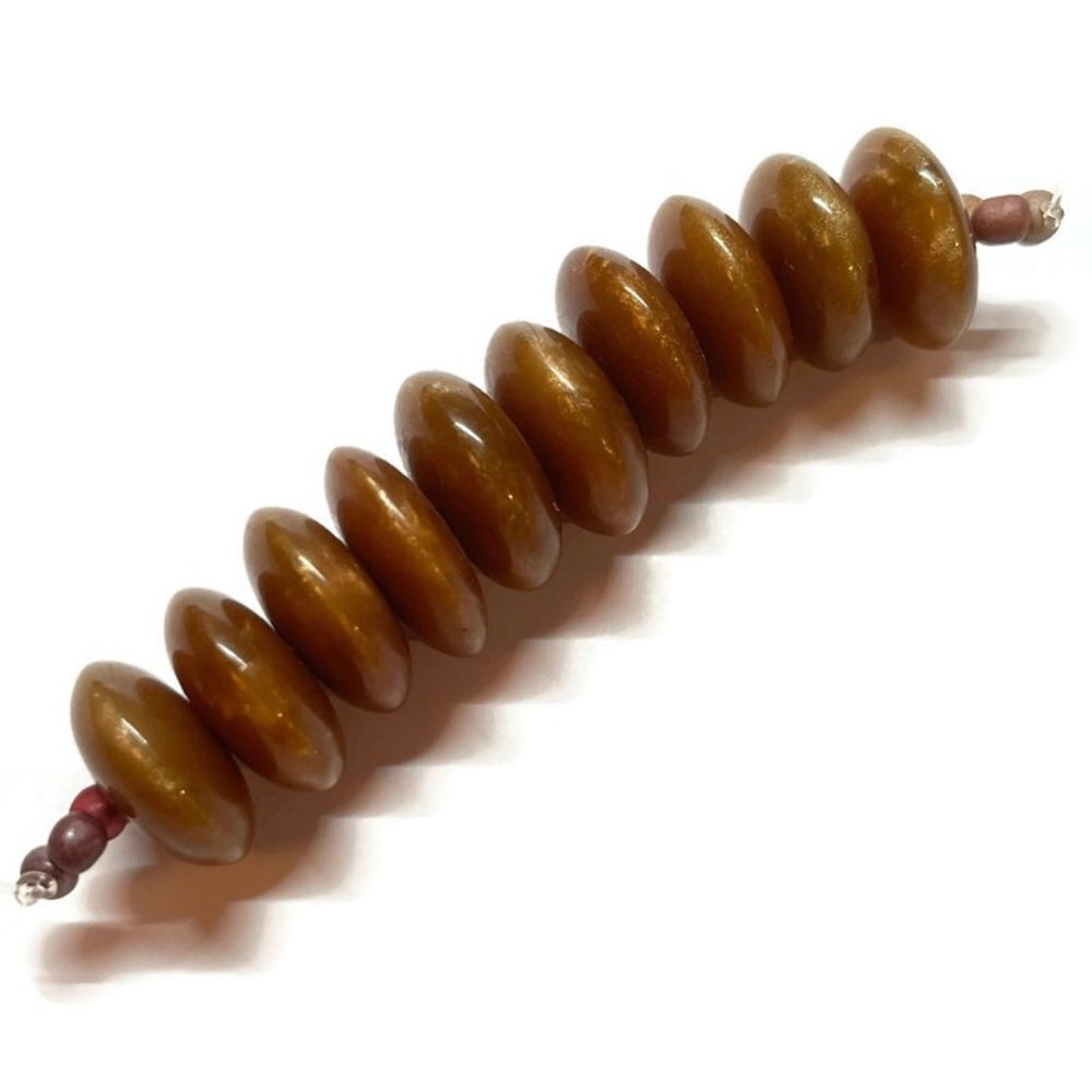 $1 Clearance Coffee Ore Luminescent Lucite Rondelle Beads 14mm x 6mm (10)
